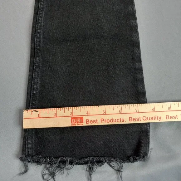 Zara Black High-Rise Frayed Hem Straight Leg Jeans, Size 6 - Picture 9 of 12